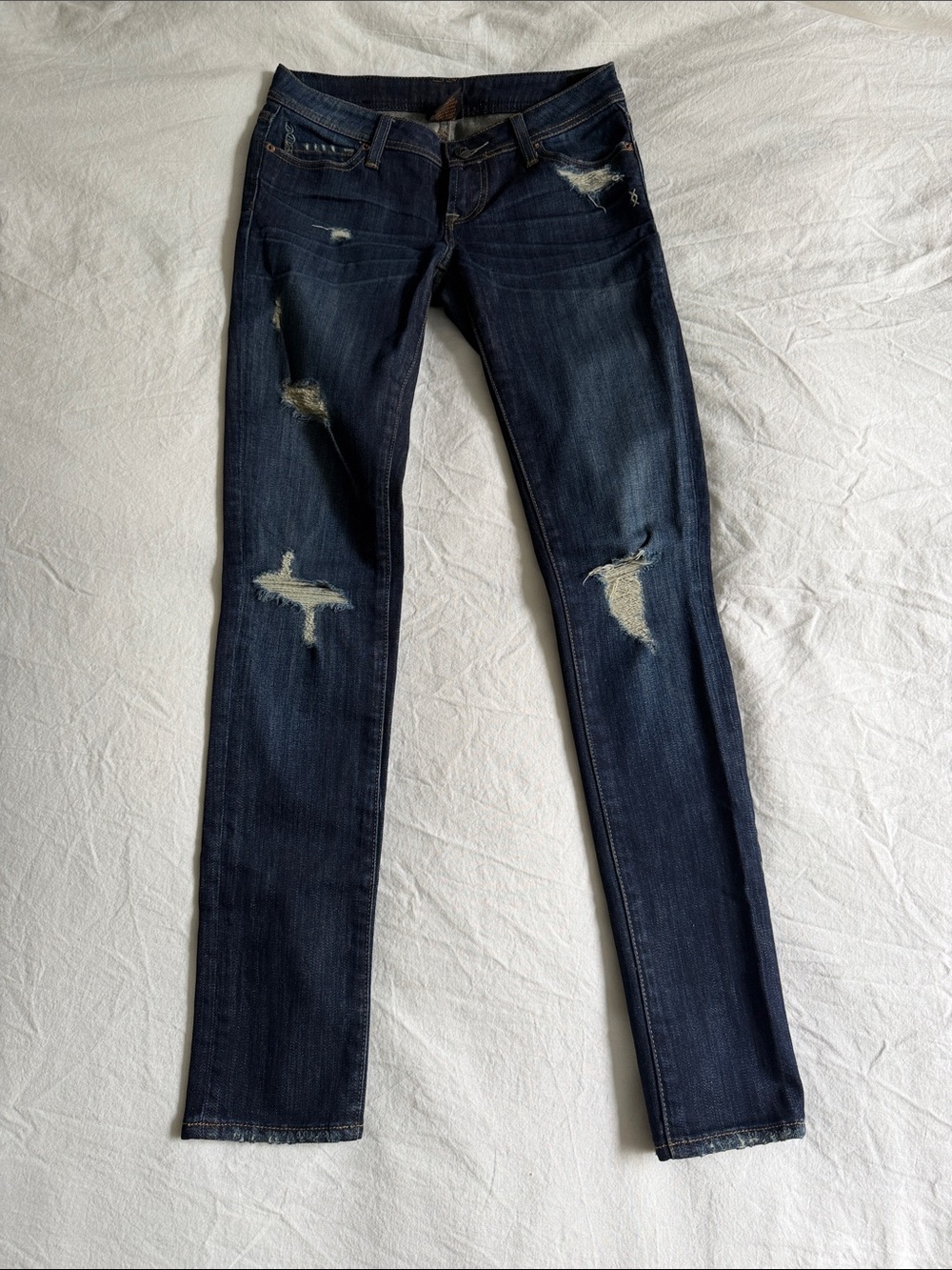 Genetic Denim Dark Blue Distressed Skinny Jeans